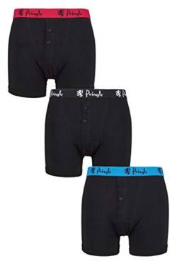 Pringle Herren Baumwolle Button Boxer Packung 3 Schwarz Kontrast XL von Pringle of Scotland