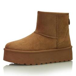 Procity Plateau Boots Damen Stiefeletten Plateau Warm Gefüttert mit der Profilsohle Camel 38 von Procity