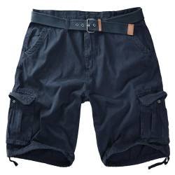 Procity Vintage Herren Cargo Shorts Bermuda Kurze Hosen Herren inkl. Gürtel Berlin Blau 34/M von Procity