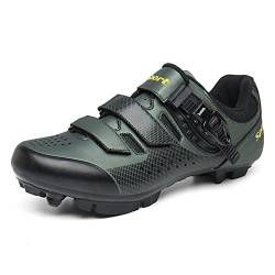 Prodkfe Radschuhe Damen MTB Schuhe Herren Fahrradschuhe Mountainbike Schuhe Kompatibel mit SPD 2-Bolzen-Stollen Grün 44EU von Prodkfe