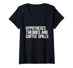 Damen Professor für Hypothesen, Theorien und Kaffeeverlauf T-Shirt mit V-Ausschnitt von Professor Gifts