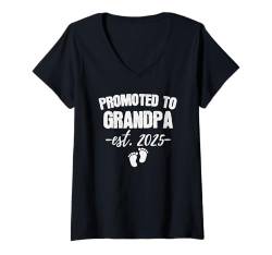 Damen Zum Opa 2025 befördert Baby Reveal Granddad Gift Herren T-Shirt mit V-Ausschnitt von Promoted To Funny Gifts Stuff