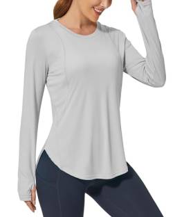 Promover Langarmshirts für Damen Sonnenschutz Shirt UPF 50+ Sport Blusen UV Schutz Leichte Schnell Trocknende Rashguards Draussen Sportshirt von Promover