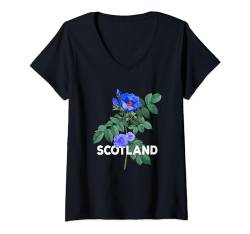 Damen Vintage-Blumenmuster, Scotland Heritage, passend für die ganze Familie T-Shirt mit V-Ausschnitt von Proud Country Heritage Roots Family Matching Gifts