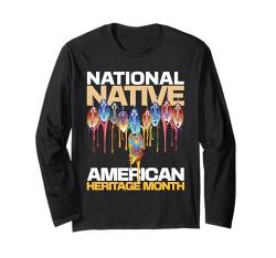 National Indianer Heritage Month Federn Aquarell Langarmshirt von Proud Native American Heritage Apparel