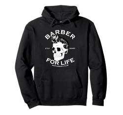 Stilisiertes Totenkopf-Design für Barbier-Enthusiasten, Herren und Damen Pullover Hoodie von Proud Skilled Barber Hair Stylist Enthusiasts