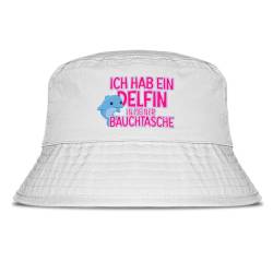 Prozente Momente Ich hab EIN Delfin in meiner Bauchtasche Fischerhut | Anglerhut | Sonnenhut | Sommer | Party | Lustige Sprüche | OneSize | Malle | Urlaub | Weiß von Prozente Momente