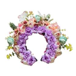 Psdndeww Vielseitiges Blumen-Stirnband, Accessoire, realistische Blumen-Haargirlanden, Kopfschmuck, Seiden-Blumenbänder für kulturelle Kleidung von Psdndeww