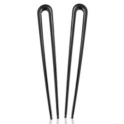 2 Stück Haarnadeln Groß Metall U-Förmige Haarnadel French Twist Hair Pin U-Förmige Französische Haarnadel Haarpin 2 Zinken Hochsteckfrisur Chignon Pins Haarnadeln Stäbchen Haarschmuck, Schwarz von Psyqtsuary