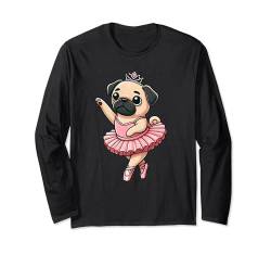 Niedlicher Mops, lustige Ballett-Tanz-Ballerina, Jungen, Mädchen, Kinder Langarmshirt von Pug Ballerina2024