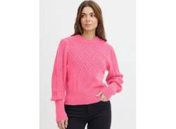 PULZ Jeans Strickpullover Damen Baumwolle gemustert, pink von Pulz Jeans