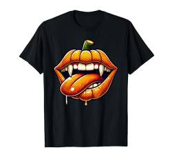 Lustige orangefarbene Lippen Kürbis Mund Halloween Jungen Mädchen Kinder T-Shirt von Pumpkin Lips Halloween2024