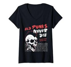 Damen Old Punks Never Die - Skull Punk Rock - Punk is not Dead T-Shirt mit V-Ausschnitt von Punk's not Dead - Skull Punk Rock