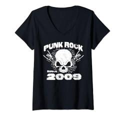 Damen Punk Rock Since 2009 - Skull Rock Hands 15th Birthday T-Shirt mit V-Ausschnitt von Punk's not Dead - Skull Punk Rock