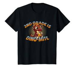 Kinder Dino-Mite 2. Klasse süßer Dinosaurier, lustiger Schulanfang T-Shirt von Punny Scholar Tees