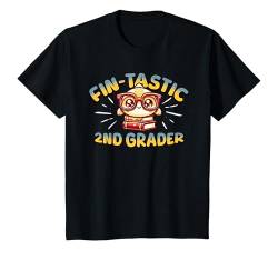 Kinder Fin-tastischer 2. Klasse, süßer Fisch, lustig, Schulanfang T-Shirt von Punny Scholar Tees
