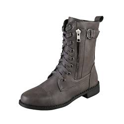 Puramala Stiefeletten Damen Plattform Schnüren Halbschaft Winterstiefel Ankle Boots Damen Wasserdicht Damenstiefeletten rutschfest Damenstiefel Halbstiefel Übergangsstiefel Trachtenschuhe Kurzstiefel von Puramala