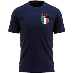 Italia Shirts für Herren, Italien-Flagge, Retro-T-Shirt, Fußball-Land-Fans, italienisches Rugby-Fußball-Top, navy, S von Purple Print House
