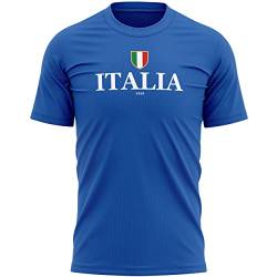 Italia T-Shirt für Herren, Rugby-Top, italienische Flagge, Schild, Nationen, Italien, königsblau, L von Purple Print House