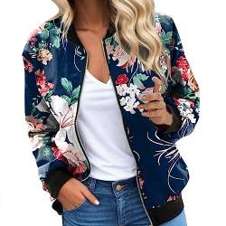 Pursuit-W Blouson Damen Sommer Jacke Langarm Sweatshirt Dünne Sommerjacke Blazer Leichte Blumenmuster Jacken Sommerjacken Trickjacke Damenbekleidung Herbst Outwear Coat Mit Reißverschluss von Pursuit-W