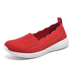 Puxowe Damen Slip On Sneaker Leichte Atmungsaktiv Sportschuhe Turnschuhe Bequem Freizeitschuhe Walking Schuhe Outdoor Fitness 35.5 EU Scarlet von Puxowe