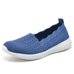 Puxowe Damen Slip On Sneaker Leichte Atmungsaktiv Sportschuhe Turnschuhe Bequem Freizeitschuhe Walking Schuhe Outdoor Fitness 37 EU Sapphire Blue von Puxowe