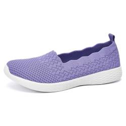 Puxowe Damen Slip On Sneaker Leichte Atmungsaktiv Sportschuhe Turnschuhe Bequem Freizeitschuhe Walking Schuhe Outdoor Fitness 38 EU Light Purple von Puxowe