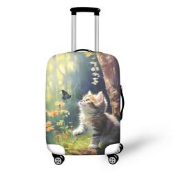 Pzuqiu Gepäckhülle, Kofferhüllen, Schutz, passend für 45,7 - 81,3 cm große Koffer, Reisezubehör, Katze Schmetterling, XL (29-32 inch suitcase) von Pzuqiu