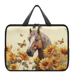 Pzuqiu Laptoptasche mit Sonnenblumen-Motiv, Reise-Laptop-Tasche mit Griff, wasserdichte Tragetasche, Aktentasche für Damen und Herren, große Kapazität, Tablet-Schutztasche, 38,1 cm (15 Zoll) von Pzuqiu