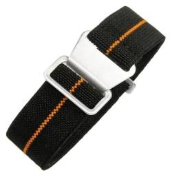 QCKNKMGG Verstellbare, geflochtene Nylonarmbänder mit Schna Nylon Elastisches Uhrenarmband 18mm 20mm 22mm Herren Damen Armband Universal Canvas Uhrenarmband Zubehör(Blackorange,18mm) von QCKNKMGG