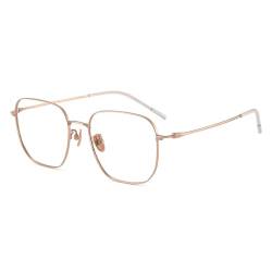 QCKNKMGG Weibliche optische Brillenfassung Box weibliche Halbtitan-Polygon-Optikbrille(Gold) von QCKNKMGG