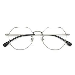 QCKNKMGG Weibliche optische Brillenfassung Optische Brille aus Halbtitanium mit polygonalem Rahmen for Damen(Gris) von QCKNKMGG