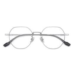 QCKNKMGG Weibliche optische Brillenfassung Optische Brille aus Halbtitanium mit polygonalem Rahmen for Damen(Silver) von QCKNKMGG