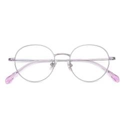 QCKNKMGG Weibliche optische Brillenfassung Optische Brille mit großem Rahmen aus Halbtitan for Damen in polygonaler Optik(Purple) von QCKNKMGG