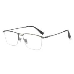 QCKNKMGG Weibliche optische Brillenfassung Ultraleichte, quadratische, breitkrempige optische Brille aus Semi-Titanium for Damen(Gris) von QCKNKMGG