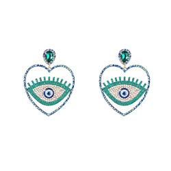 Träne Auge Ohrringe, Herz-Böse-Augen-Baumel-Ohrringe für Frauen, Böhmisch Perlen Auge Ohrringe, Funkelnde Augen-Aussage-Ohrringe Böses Auge Boho-Schmuck, Liebes-Herz-Augen-Tropfen-Ohrringe für Mädchen von QDDollarsFun