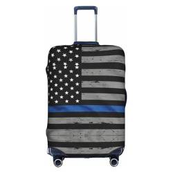 QDHGCFOC American Thin Blue Line Flag Print Fashion Design Travel Luggage Protective Covers Washable Polyester Suitcase Cover, weiß, XL von QDHGCFOC