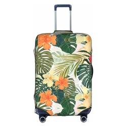 QDHGCFOC Vegetation Leaves with Hibiscus Flowers Print Fashion Design Travel Luggage Protective Covers Washable Polyester Suitcase Cover, weiß, XL von QDHGCFOC