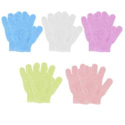 QEDBOJE 10 Stück Exfoliating Gloves, Peelinghandschuh, für Körper und Gesicht, Massage Handschuh, Peeling Waschhandschuhe, für Frauen, Dusche, Spa, Massage (Weiß+Rosa+Lila+Grün+Blau) von QEDBOJE