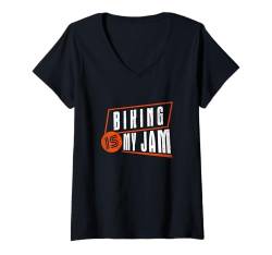 Damen Biken ist mein Ding T-Shirt mit V-Ausschnitt von QFire