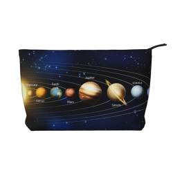 QGWDYYJQ Exploring The Solar System Make-up-Tasche aus bedrucktem Kordsamt, Reise-Kulturbeutel, tragbare Kosmetiktasche, Schwarz , Einheitsgröße von QGWDYYJQ