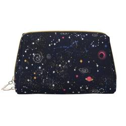 QGWDYYJQ Kosmetiktasche aus Leder mit niedlichem Beagle-Aufdruck, tragbar, Kulturbeutel, Clutch-Tasche, Sternbild Star Cluster Galaxien, Einheitsgröße von QGWDYYJQ