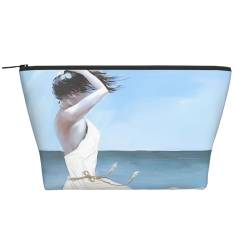 QGWDYYJQ Kulturbeutel mit Aufdruck "Girl On A Windy Beach", für den täglichen Gebrauch, Make-up-Tasche, Reise-Kulturbeutel, Schwarz , Einheitsgröße von QGWDYYJQ