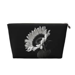 QGWDYYJQ Reise-Kulturbeutel, Leder, Sonnenblumen-Design, Schwarz / Grau, gold, Einheitsgröße von QGWDYYJQ