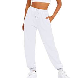 QHDDP Fleece Hosen,Weihnachts Jumpsuit Damen Hosen Jeans Culottes Hosen Damen Regen Hosen Damen Jeanshosen Damen Kurzgröß (Weiß,L) von QHDDP