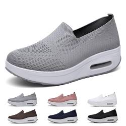 Frauen Lässig Orthopädische Schuhe, Atmungsaktiv Gewebt Weiche Sohle Wanderschuhe, Reinschlüpfen Luftkissen Fußgewölbeunterstützung Turnschuhe, Sommer Leicht Komfortabel Turnschuhe(Gray,40 EU) von QHNTUJLB