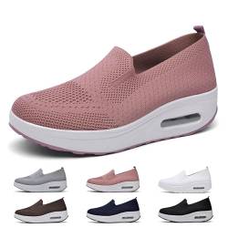 Frauen Lässig Orthopädische Schuhe, Atmungsaktiv Gewebt Weiche Sohle Wanderschuhe, Reinschlüpfen Luftkissen Fußgewölbeunterstützung Turnschuhe, Sommer Leicht Komfortabel Turnschuhe(Pink,41 EU) von QHNTUJLB