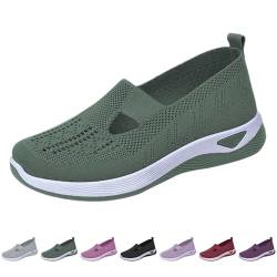 Orthopädische Schuhe für Damen, Leicht Atmungsaktiv Gewebt Weiche Sohle Orthopädisch Wanderschuhe, Reinschlüpfen Stretch-Sneaker mit Fußgewölbeunterstützung, Sommer Komfortabel Trainer(Green,42 EU) von QHNTUJLB