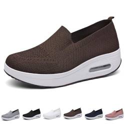 Orthopedic Shoes for Women, Slip On Arch Support Walking Shoes, Cut-Out Woven air Cushion Sneakers, Comfortable Breathable Fashion Leisure Running Shoes(Dark Brown,37 EU) von QHNTUJLB