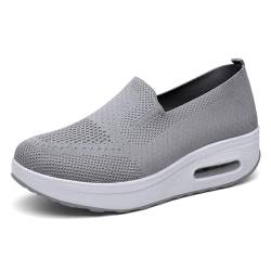 QHNTUJLB Orthopädische Damen-Sneaker, Komfortabel Atmungsaktiv Weiche Sohle Vernetzen Sie Sich Turnschuhe, Slip-On Luftkissen Wanderschuhe, Leicht Fußgewölbeunterstützung Läuft Trainer(Gray,40 EU) von QHNTUJLB